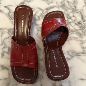Bandolino red leather platforms